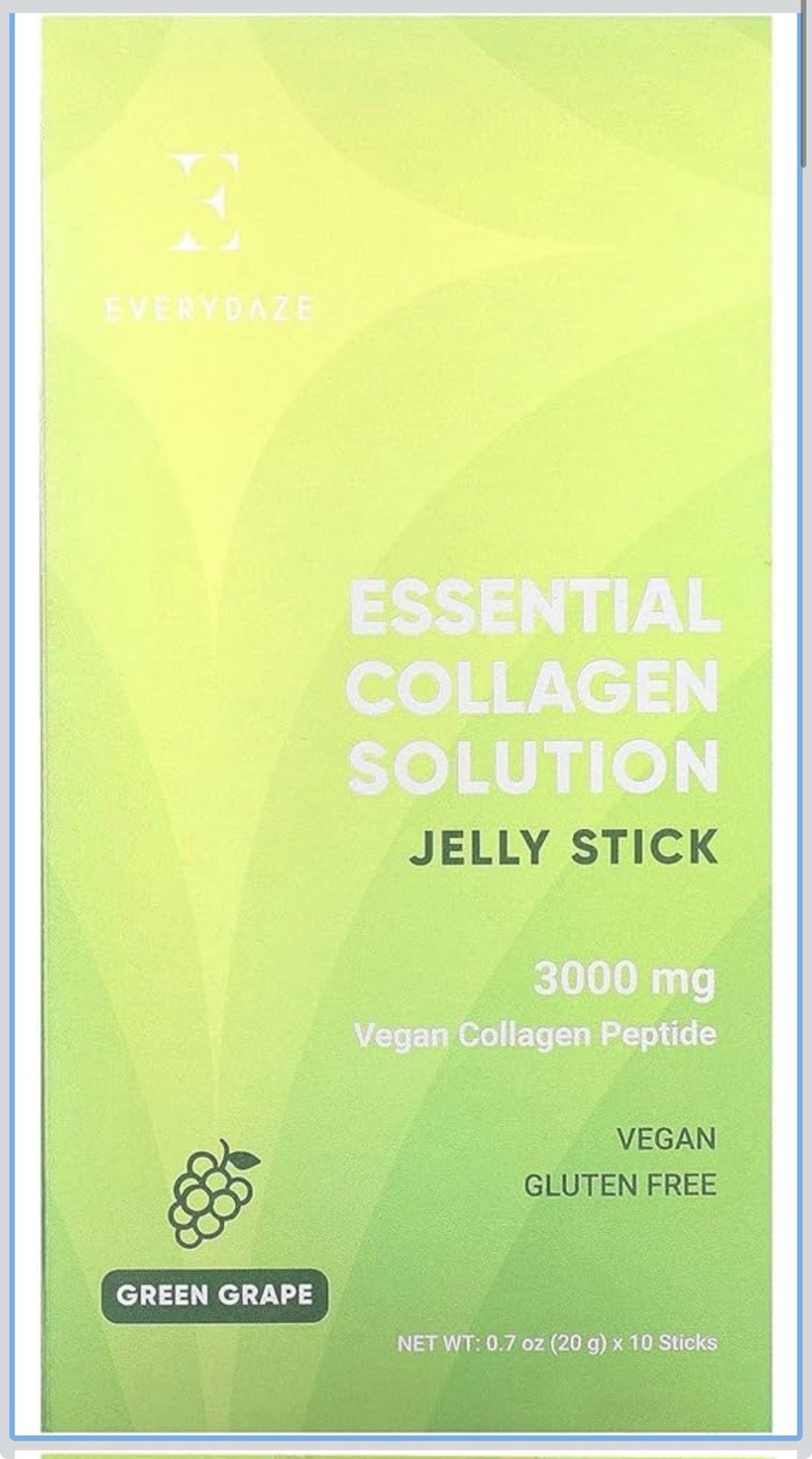 2 Pack Essential Collagen Solution Jelly Stick, Green Grape, 10 Sticks, 0.7 oz