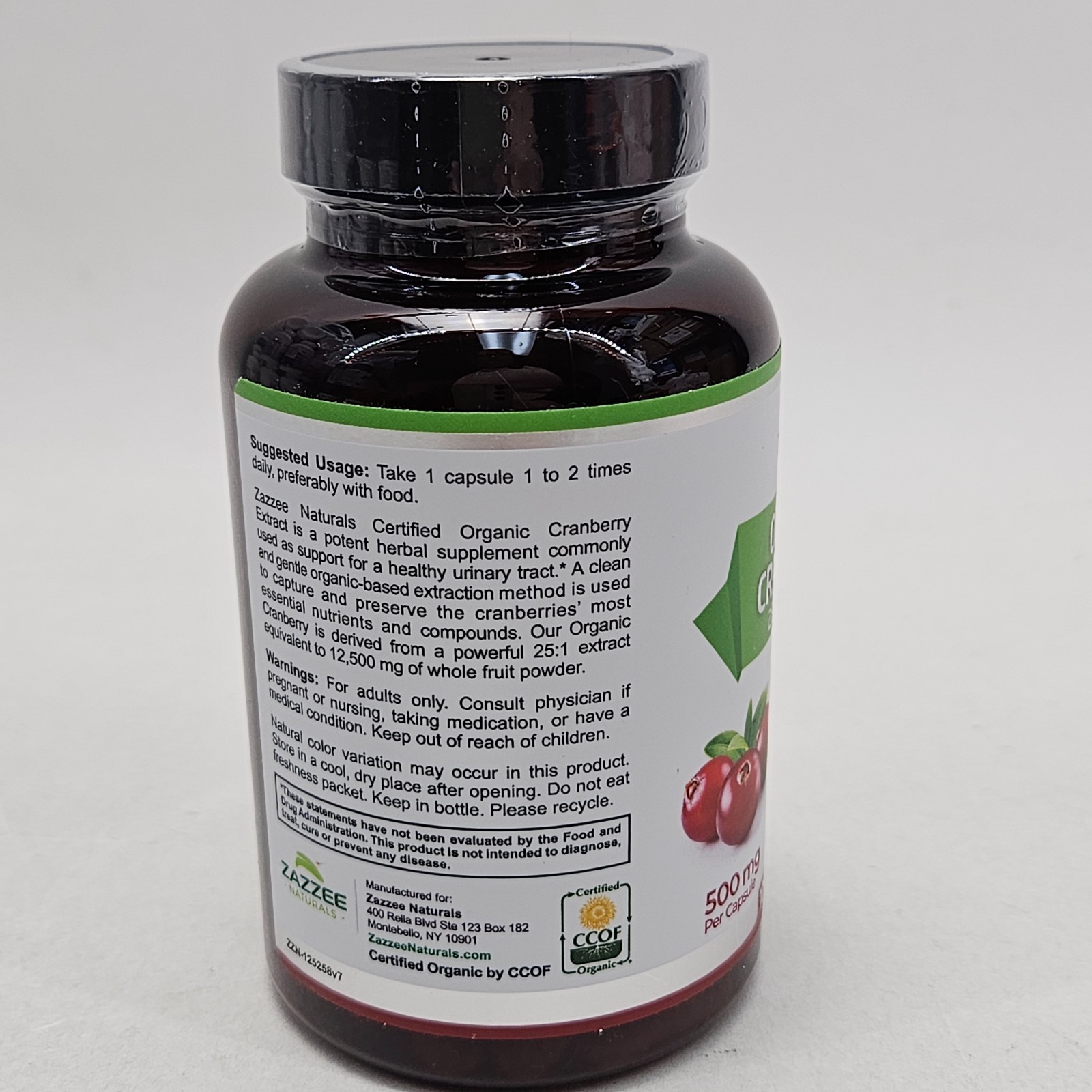 4 Cranberry Extract USDA Organic Zazzee Natural 12500mg 100×4 Concentrate Lot of