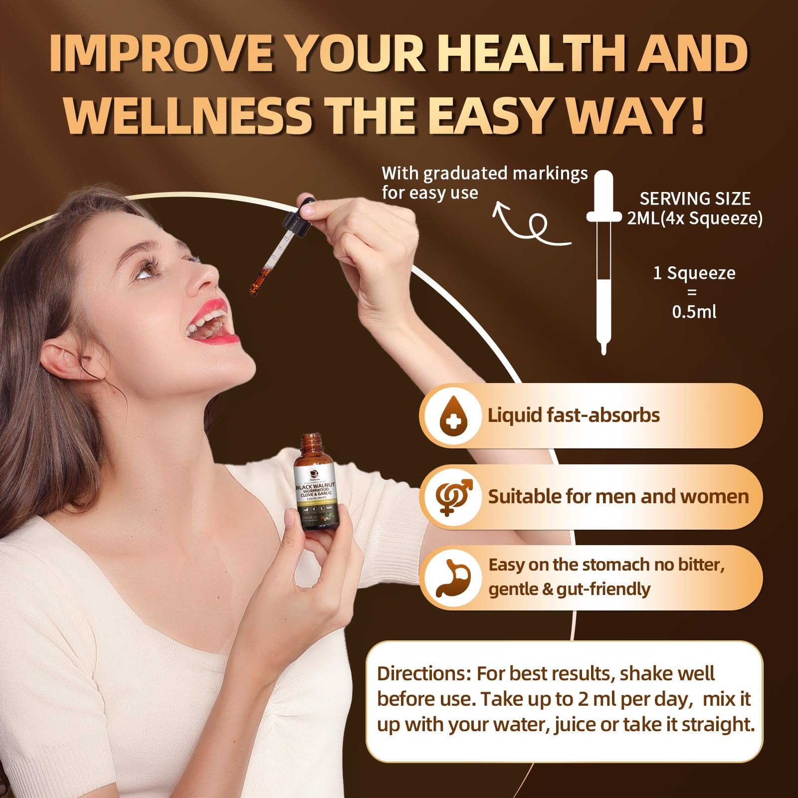 Ultra-Concentrated Wormwood Black Walnut Clove Cleanse Tincture – Gut Detox & Di