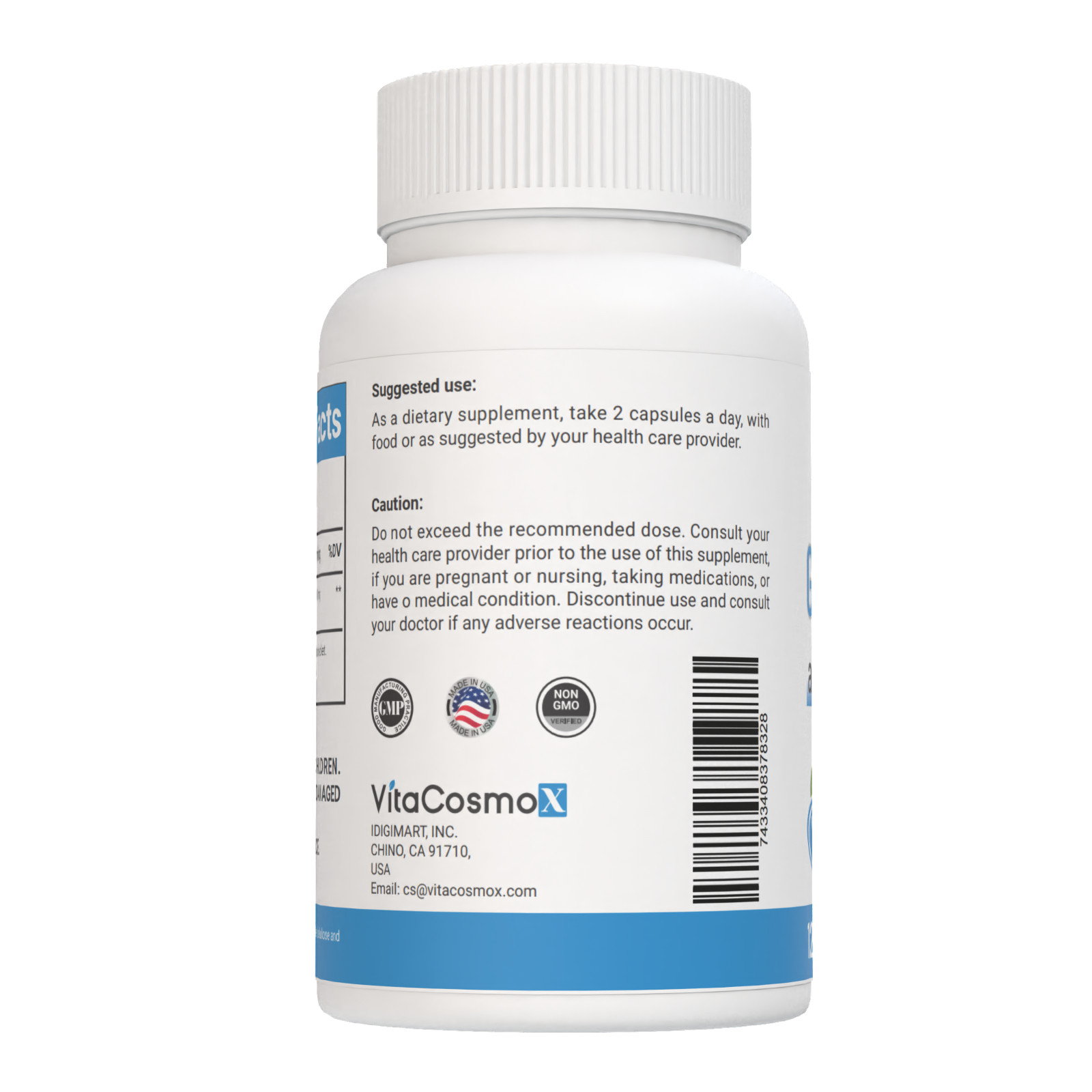 VitaCosmoX Glutathione Capsules 500mg, 120 Capsules – Gluten Free, Non-GMO