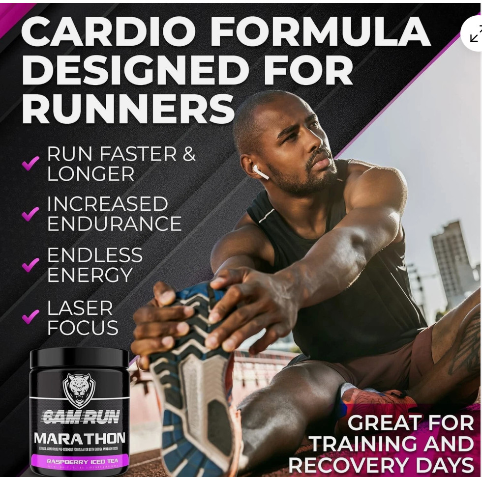 6 AM Marathon Preworkout Formula Raspberry Iced Tea 12.7 oz 360 Grm BestBy 07/26