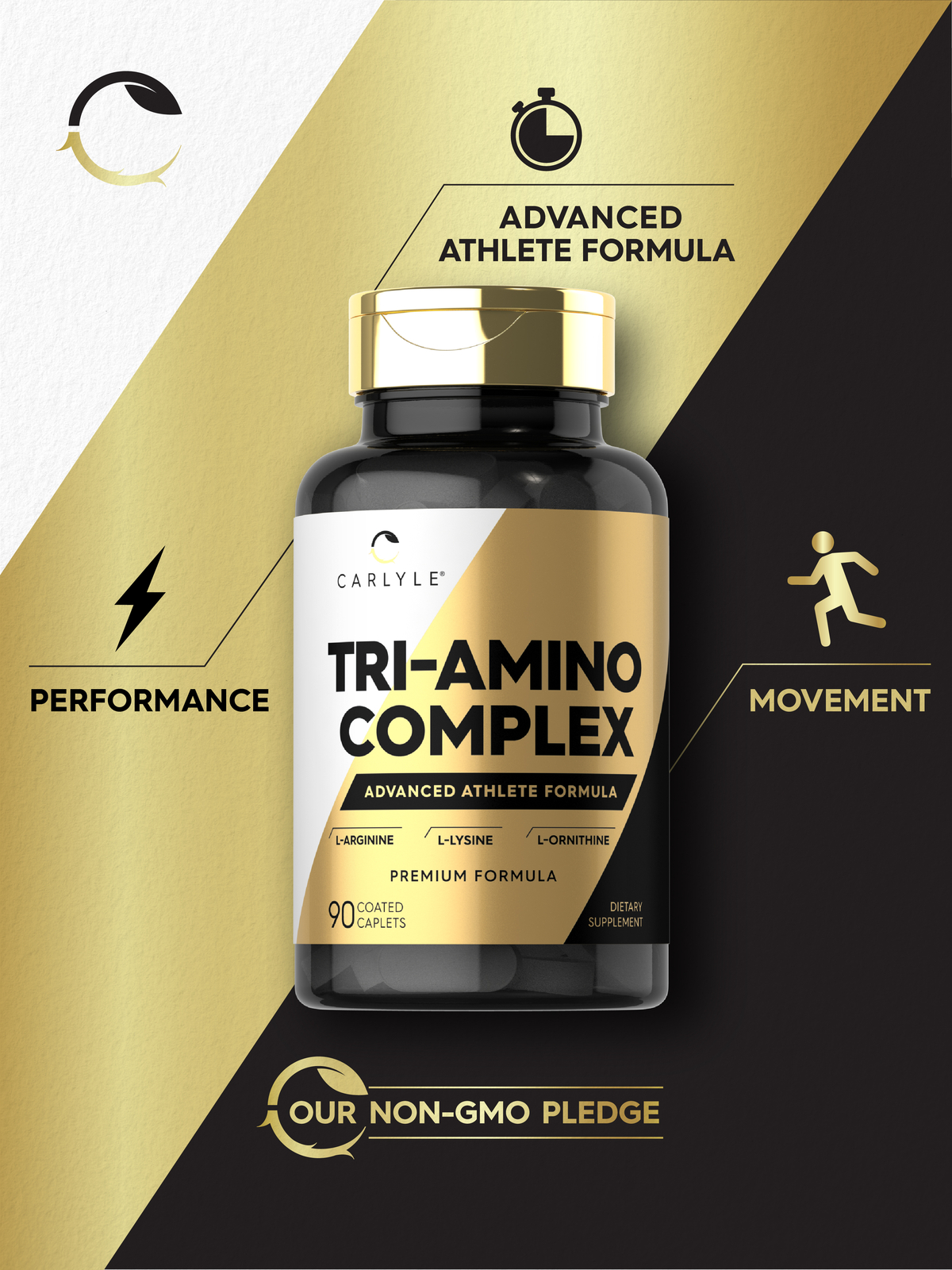 Tri-Amino Complex | 90 Caplets | L-Arginine L-Ornithine L-Lysine | by Carlyle
