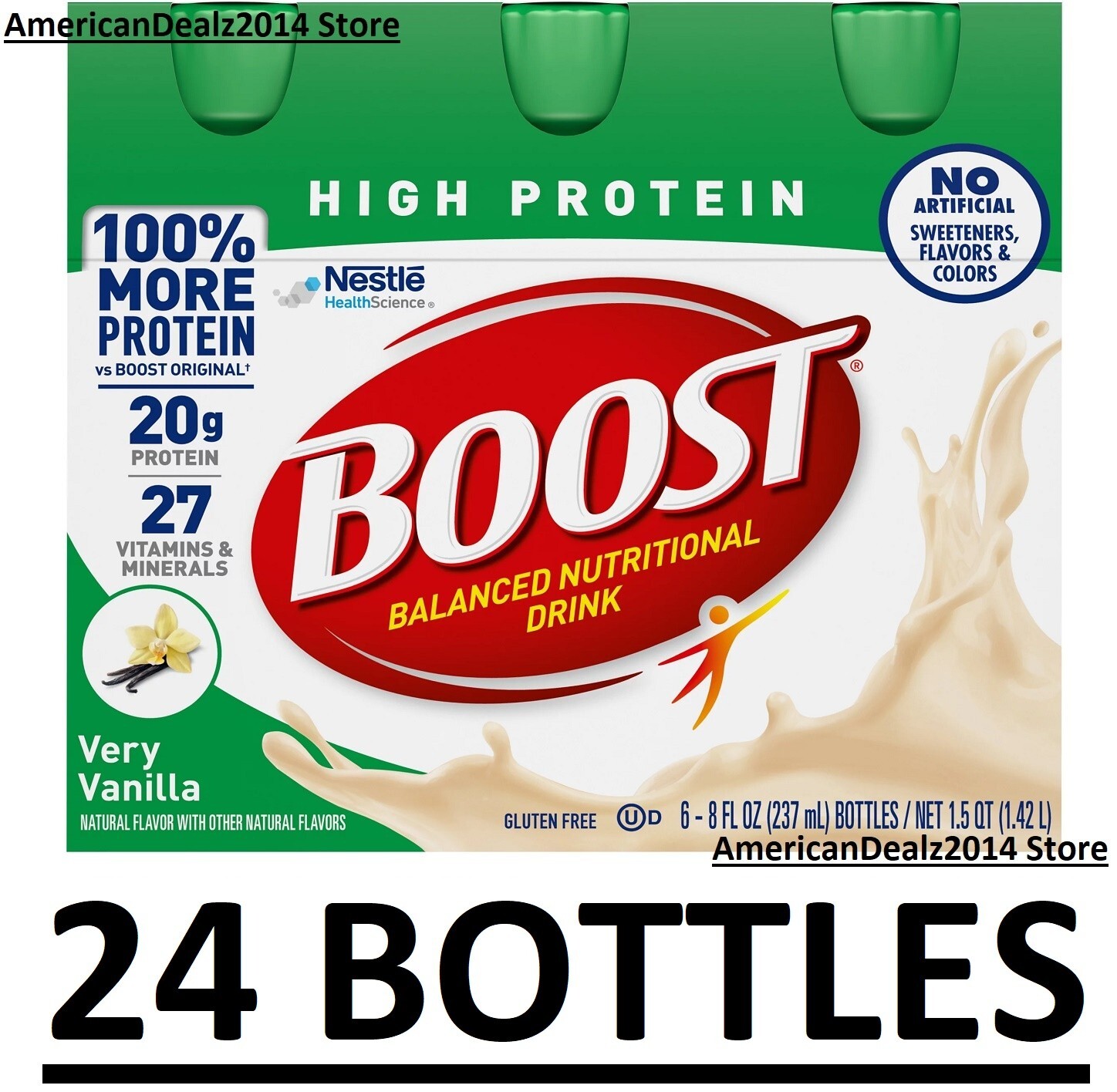 BOOST High Protein Nutritional Drink, Very Vanilla 8 fl. oz CHOOSE 6 or 24 Count