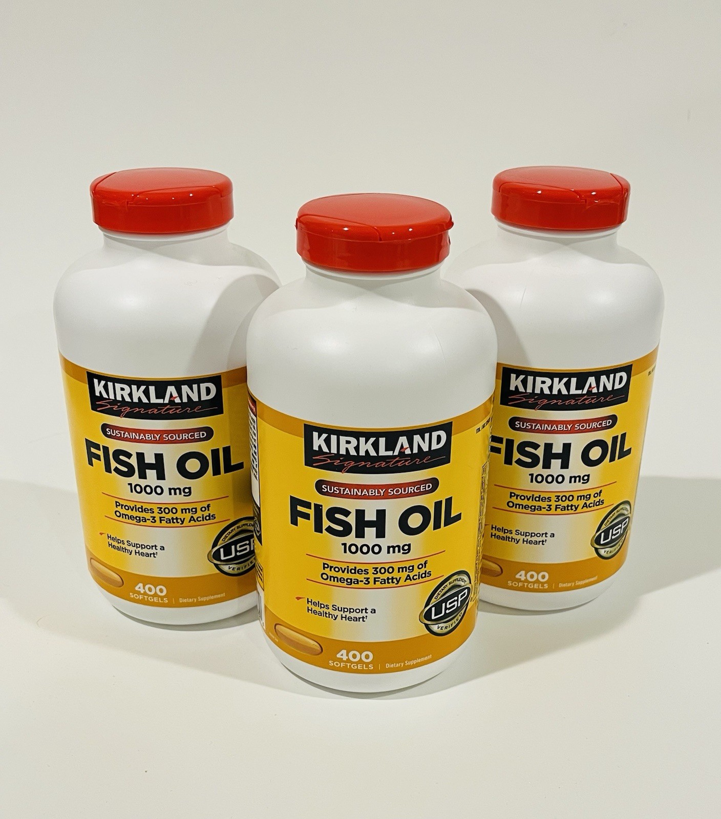 Kirkland Signature Fish Oil (X3 Btls LOT) 1000 mg, 400ct Omega-3 EXP: 02/2028