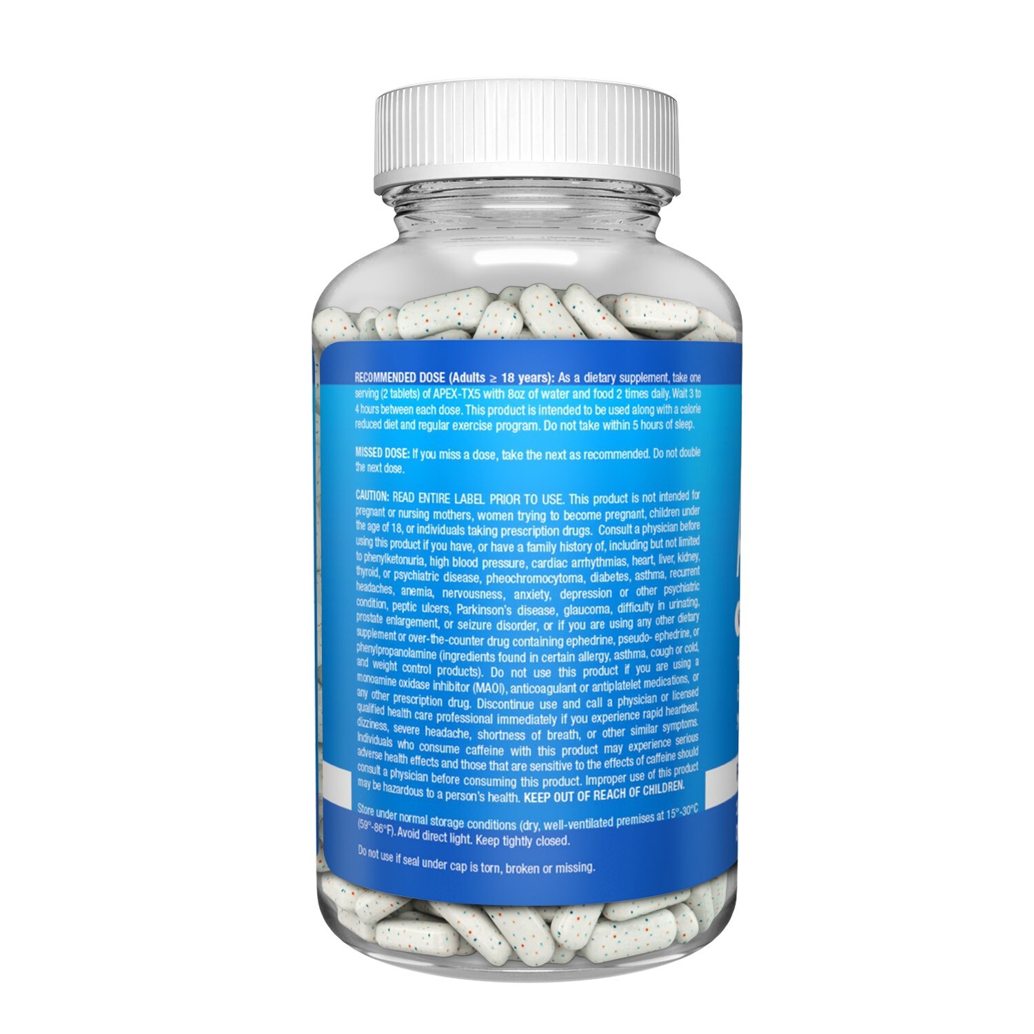 APEX TX5 Weight Management Diet Pills with Peak Energy 120 White/Blue Tablets
