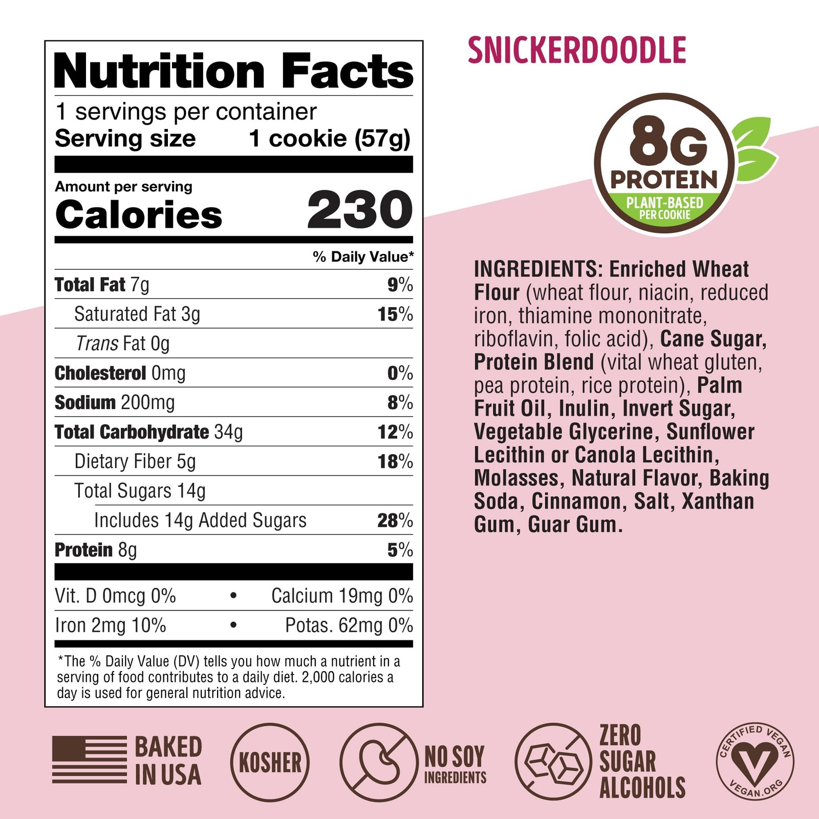 Lenny & Larry’s The Complete Cookie, 2 Ounce (Pack of 12), Snickerdoodle