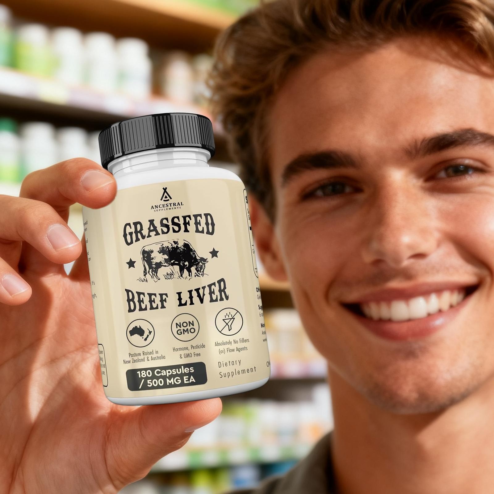 Ancestral Supplements Grass Fed Beef Liver 3000mg 180Caps New Zeland NonGMO