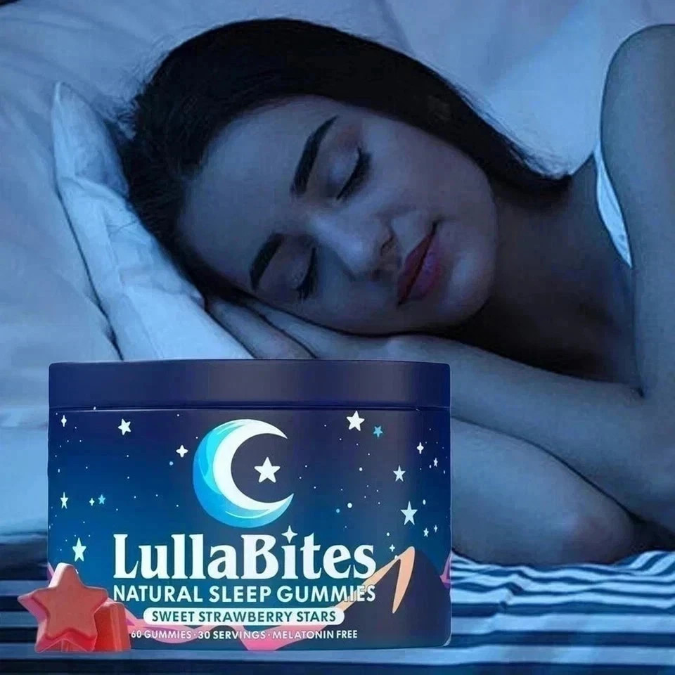 LullaBites Strawberry Stars Sleep Gummies Melatonin Free 60ct Made in USA