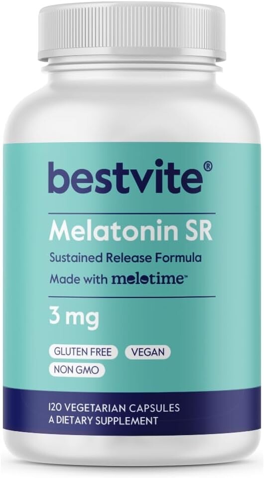 Melatonin SR(Sustained Release Formula, Made with Melotime) 3mg-120 Veg Capsules