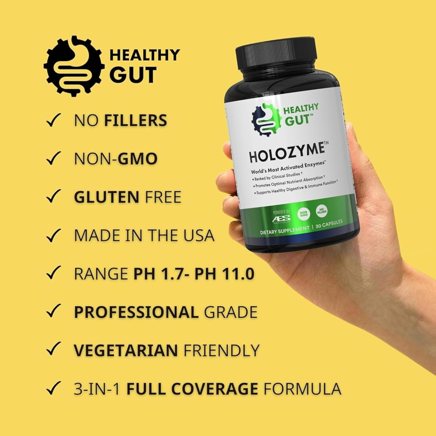 Holozyme Max Strength Digestive Enzymes | Prevents Bloating, Gas, & Indigestion