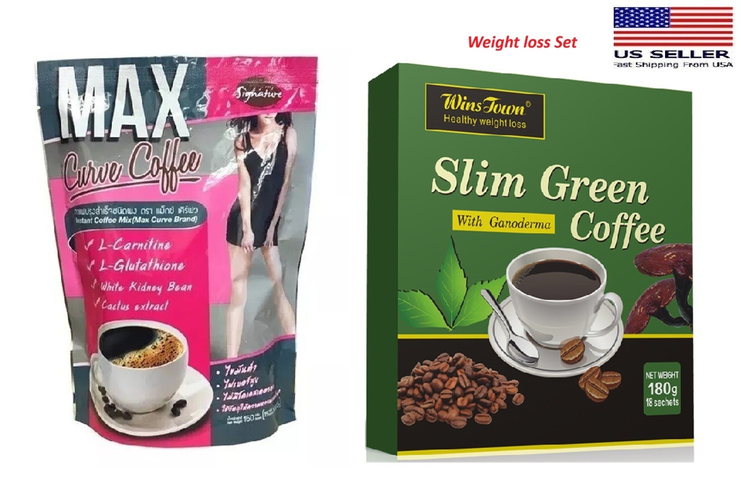 SLIM GREEN COFFEE With Ganoderma WEIGHT LOSS and Max Curve Coffee Slimming