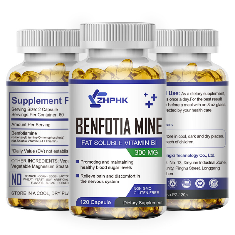 300mg Benfotiamine Capsules Fat Soluble Thiamine Vitamin B1 NON-GMO, 240 Pills