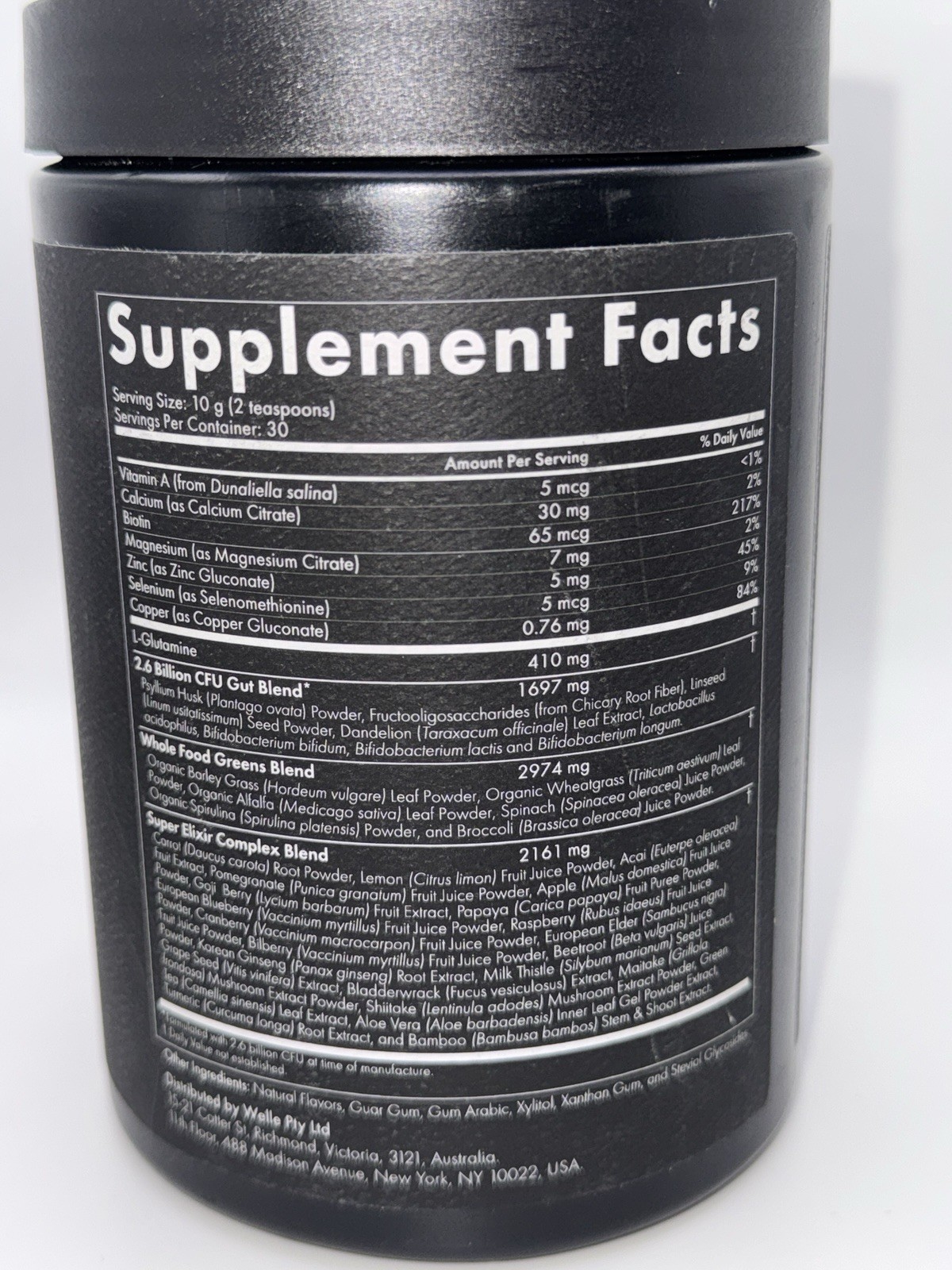 WelleCo The Super Elixir Daily Greens Probiotic Drink Mix Mixed Berry EXP 4/2027