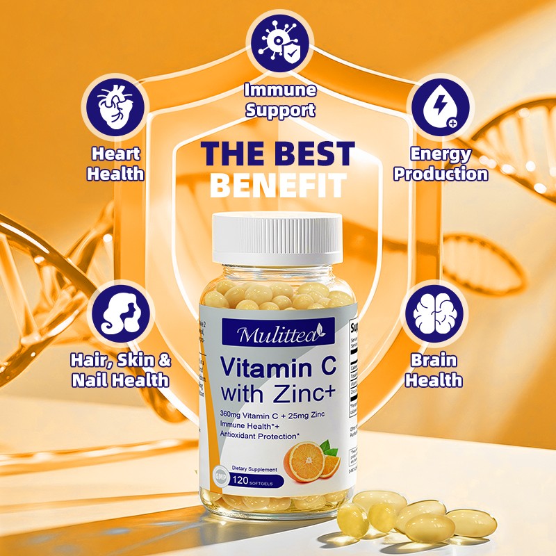 Vitamin C with Zinc 120 Capsules Antioxidant Supplements for Immune Support