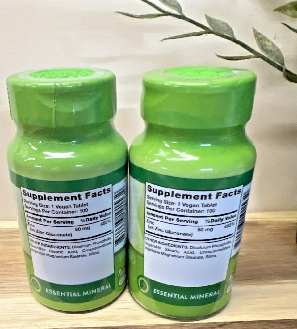 LOT OF 2 – Nature’s Truth – Zinc 50 mg Tablets, 100 Tablets Mineral vitamins