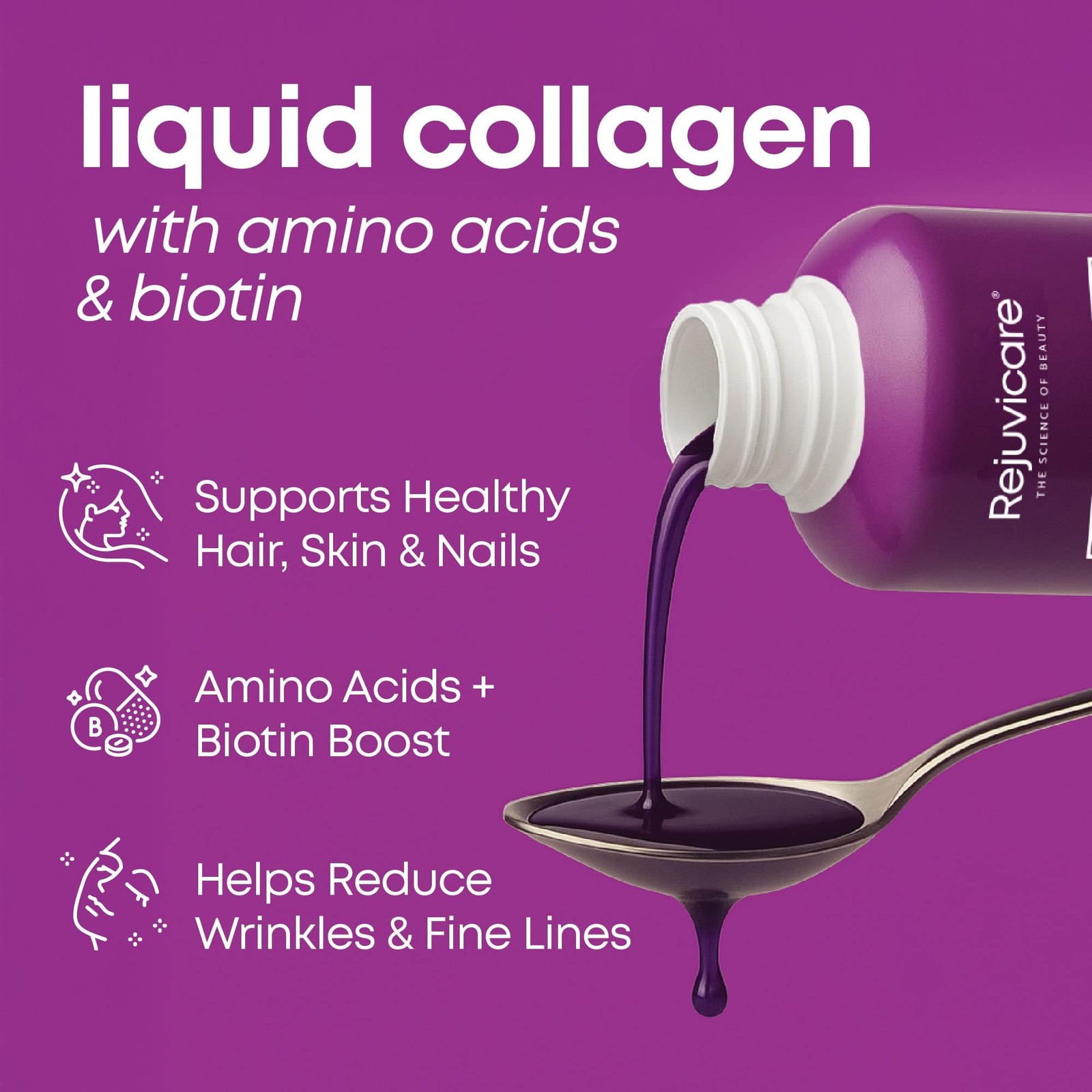 Rejuvicare Liquid Collagen Beauty Formula with 16 fl oz (Pack of 1), Purple