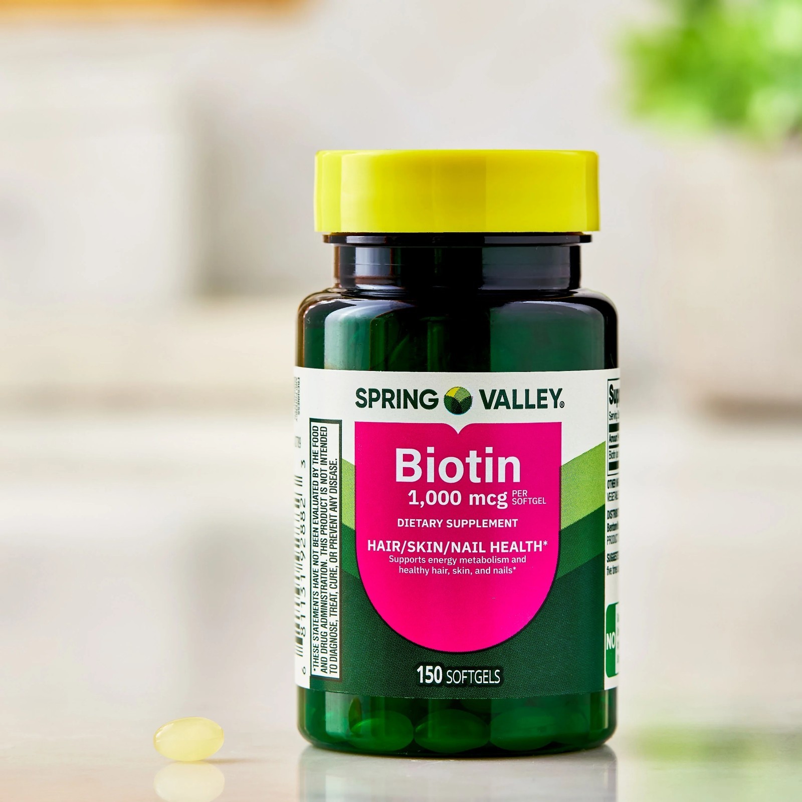 2 pack Spring Valley Biotin Dietary Supplement Softgels for Hair/Skin/Nails He