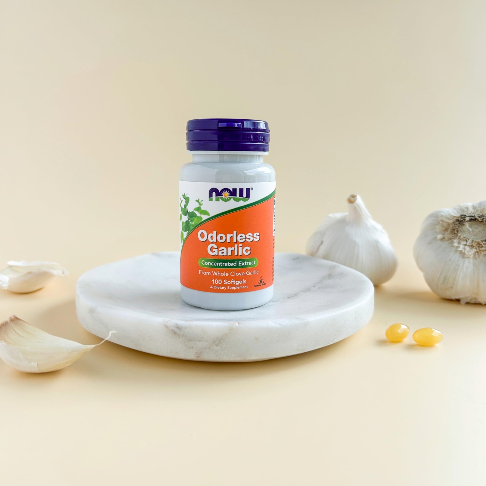 Now Odorless Garlic Supplement 100 Softgels Halal Kosher Gluten Free