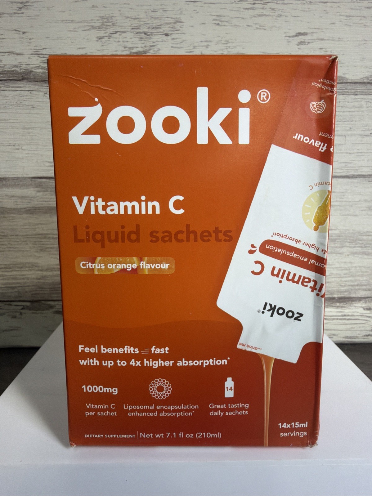 Zooki – Vitamin C Supplement 1000mg 15ml – 14 Packets – Citrus Orange Flavour