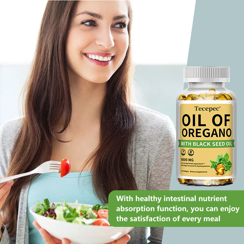 120 Softgels 2 in 1 Black Seed Oil and Oil of Oregano,HEALTHY DIGESTION SYSTEM