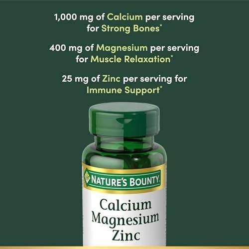 Nature’s Bounty Calcium Magnesium & Zinc Caplets, 100 Count (Pack of 1)
