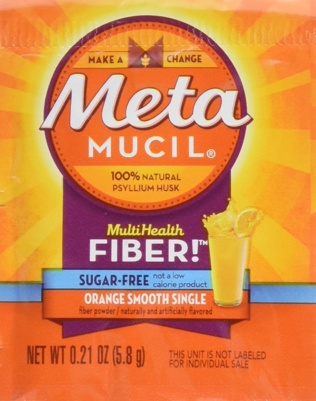 Metamucil – MultiHealth Fiber Singles Orange Smooth 0.21 Ounce (Pack of 30)