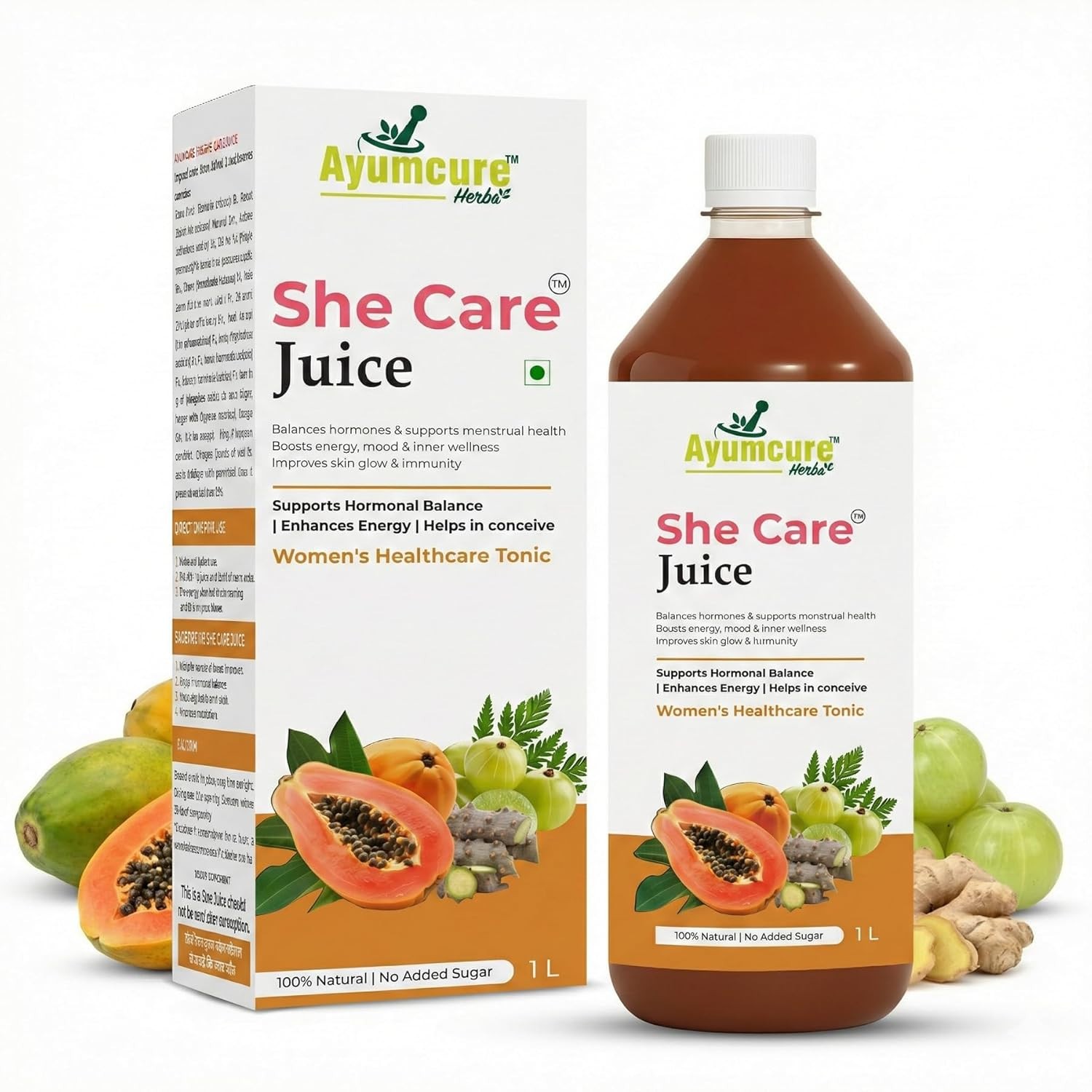 Ayumcure She Care Juice for Women, Supports Hormonal Balance, 1000ml