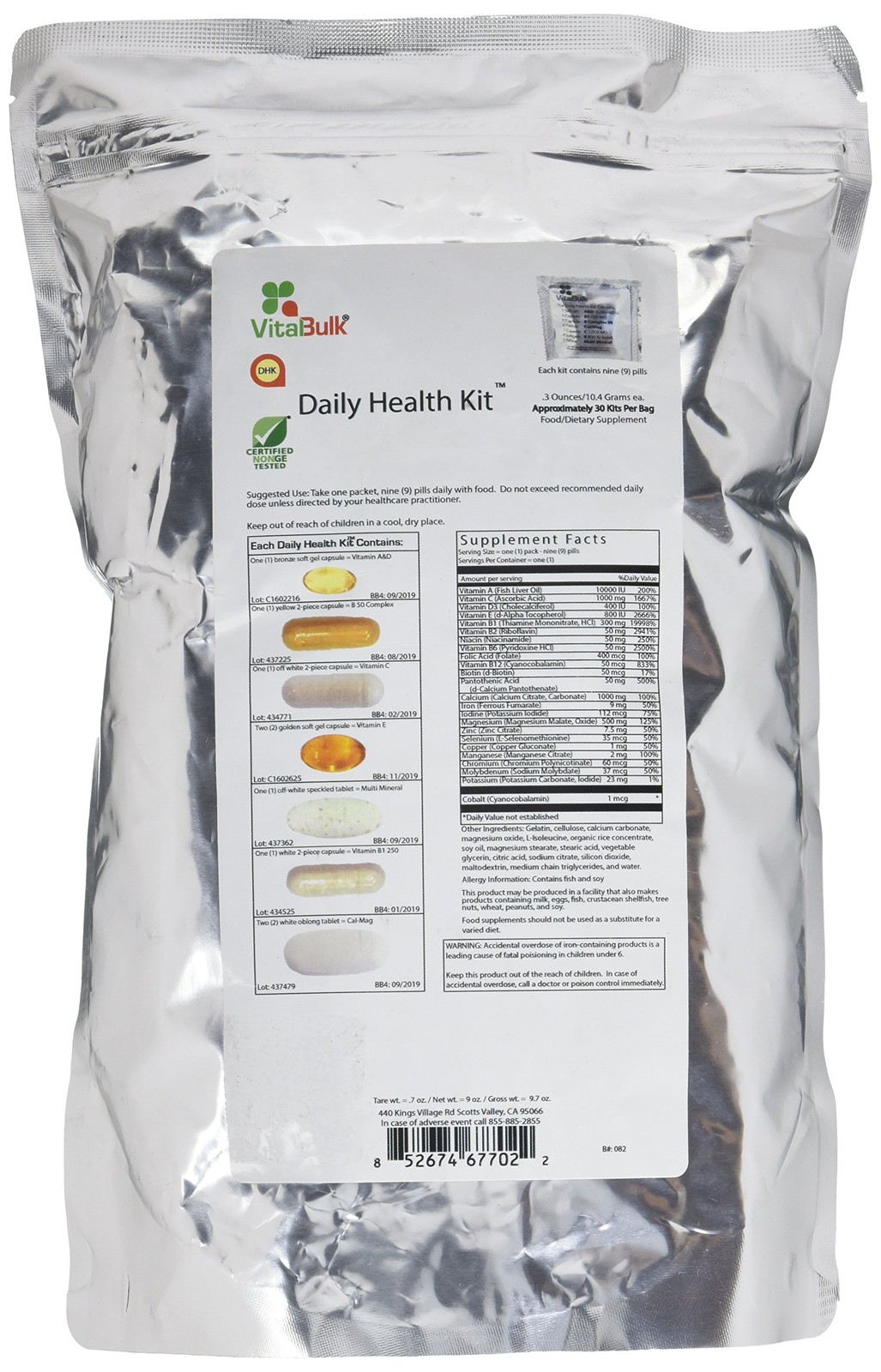 Vital Bulk Daily Health Kit Packet Multivitamins & Mineral 30 Count Box Mult…