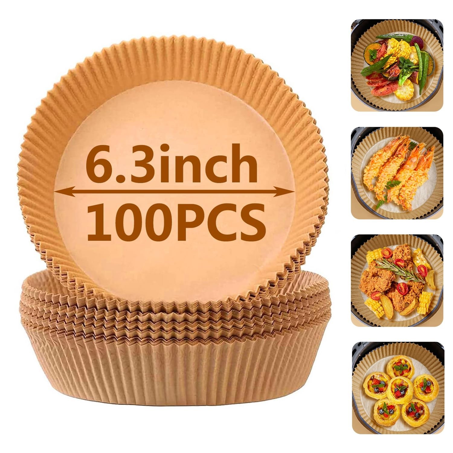 Air Fryer Liners Round,100PCS 6.3 inch Disposable Liner for Air Fryer 2Qt to …