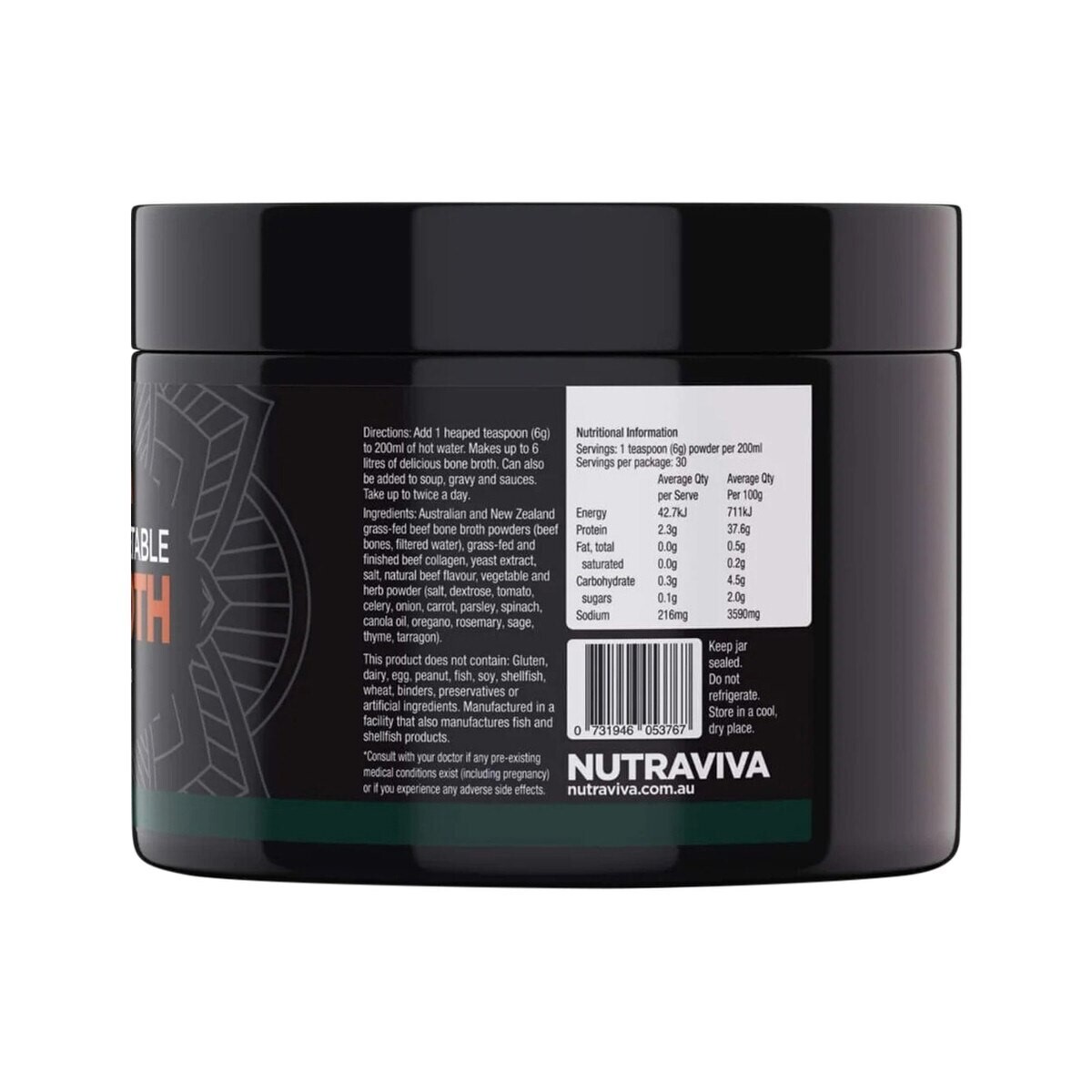 New Nutraviva Roast Beef & Vegetable Bone Broth 180g Nutra Viva