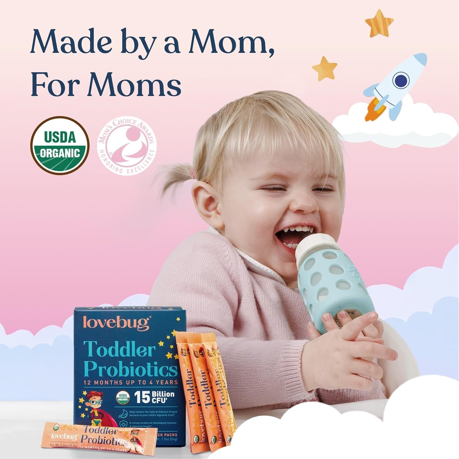 LOVEBUG Award Winning Probiotics | Constipation & Stomach Discomfort | Softer Bo