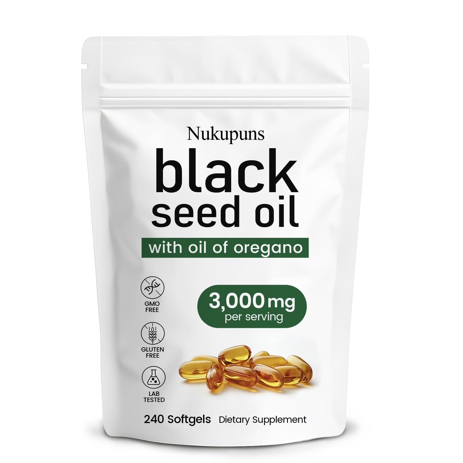 Ethiopian Black Seed Oil Softgels & Oregano Oil, Cold Pressed, Non-GMO, 240ct