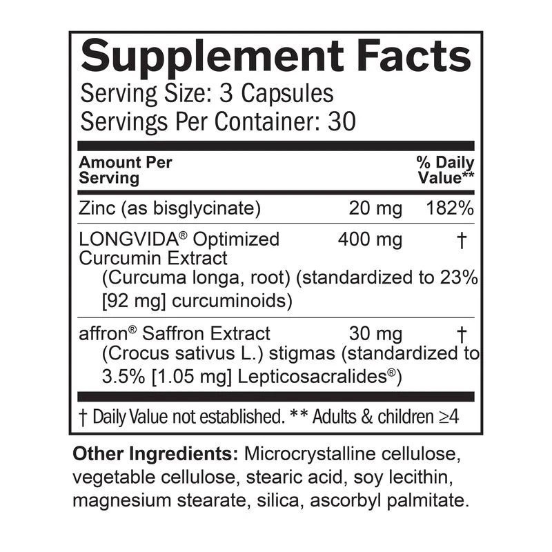 1 PACK Happy Saffron Plus 90 Capsules – Saffron Flower Extract, Curcumin & Zinc