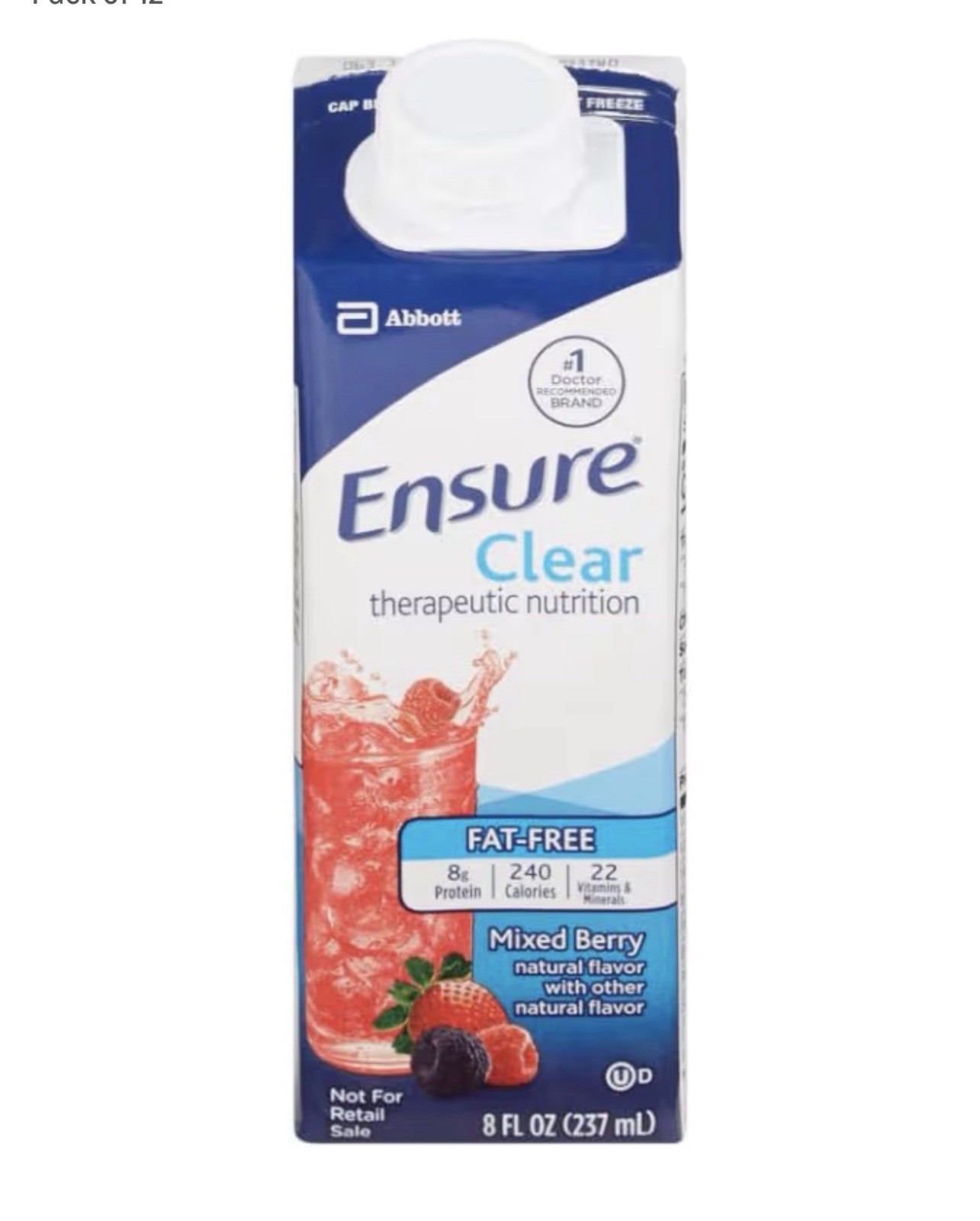 Ensure Clear Therapeutic Nutrition Mixed Berry Flavor Liquid 8 oz- 24 Pack- NEW