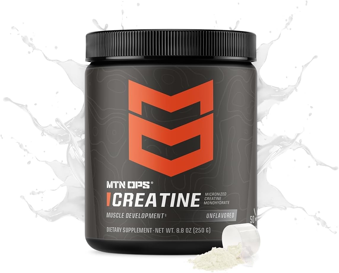 MTN OPS Creatine Monohydrate Powder, Unflavored 50 Serving Tub – 100% Pure…