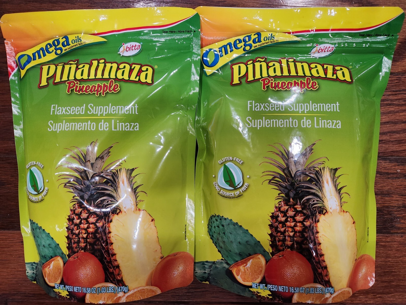 2 PIÑALINAZA IBITTA PINEAPPLE FLAX SEED SUPPL OMEGA OILS GLUTEN FREE 16 OZ 12/25