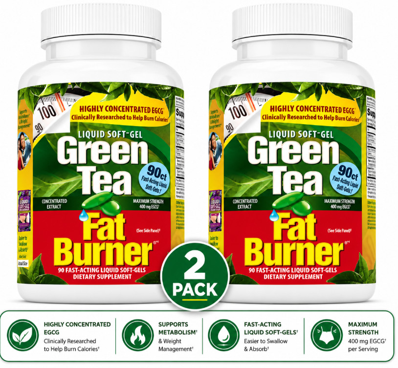 ( 2 pack ) Green Tea Fat Burner Supplement 90 Softgels Weight Loss Antioxidant