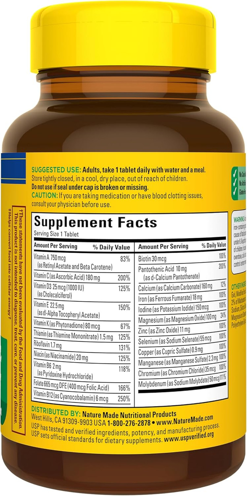 Multivitamin Tablets with Iron, Multivitamin for Women and Men for Daily Nutriti