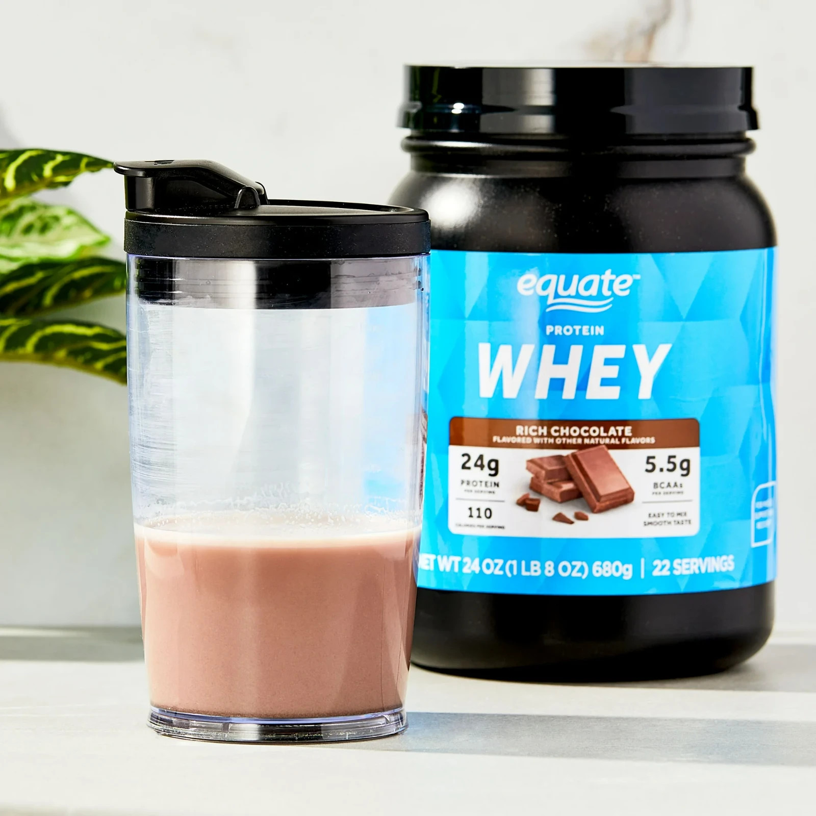 2 Pack Equate Whey Protein Powder, Rich Chocolate, 24 oz