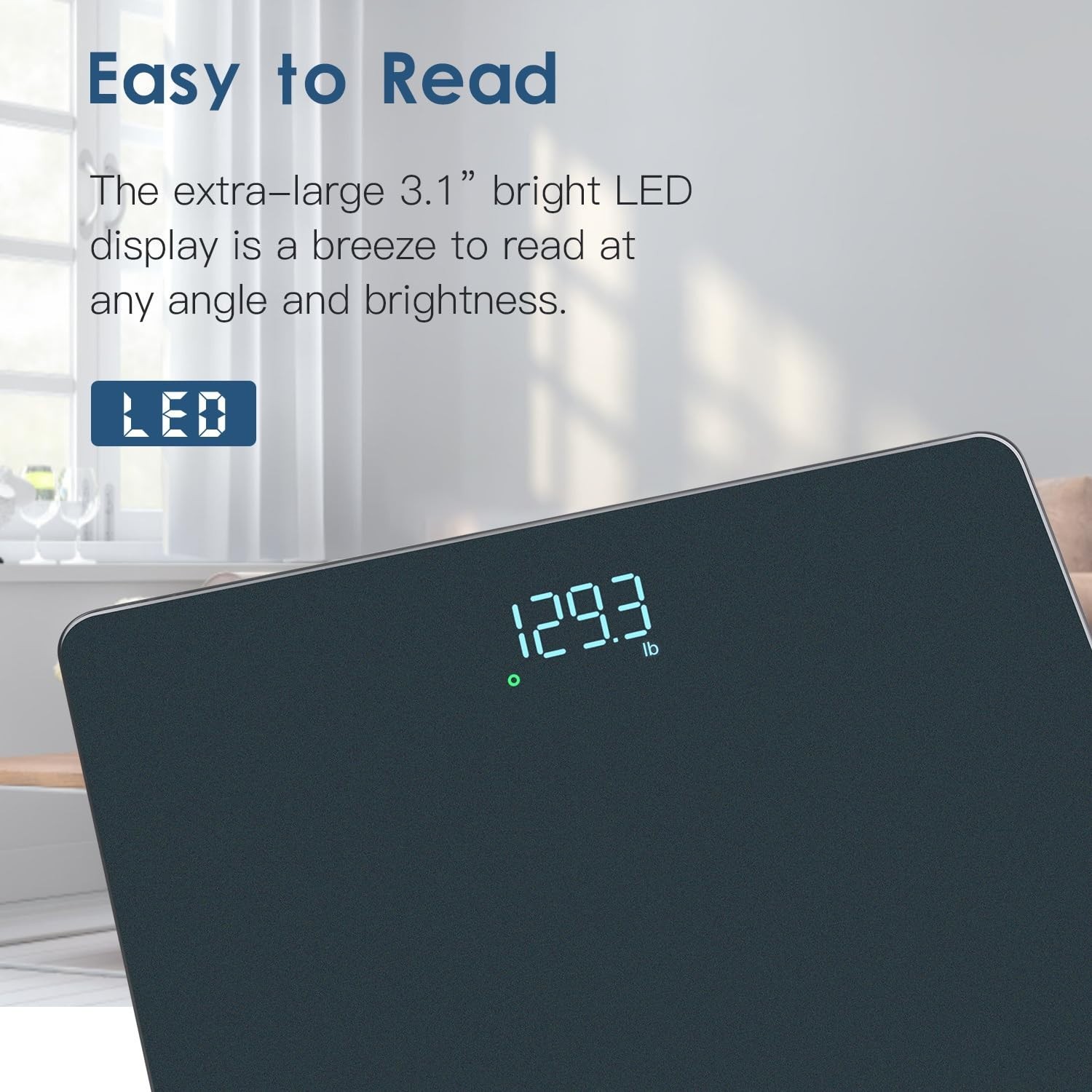 High Precision 0.1lb Bathroom Scale with LED Display – Elegant Blue Design