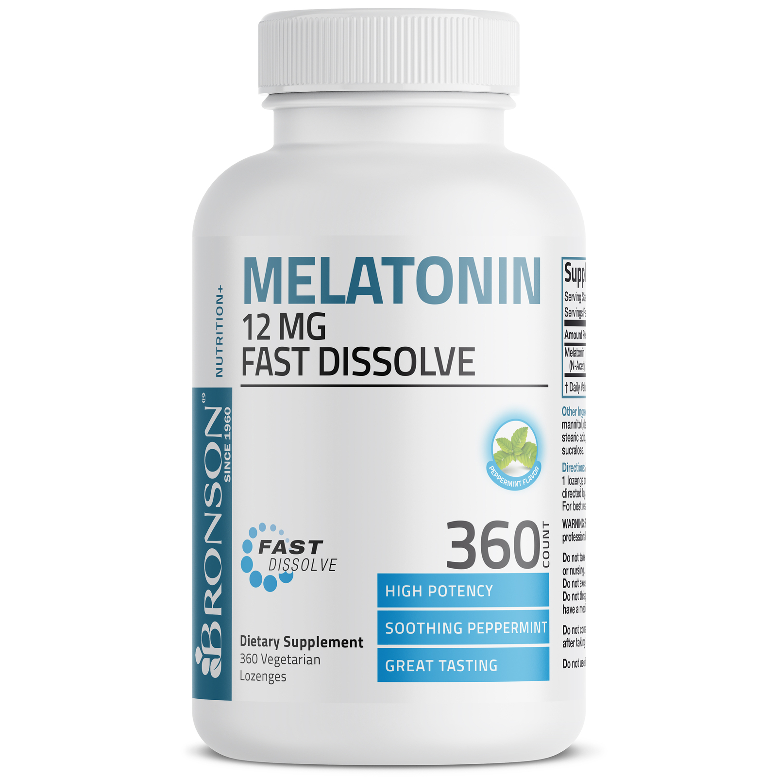 Melatonin 12mg Fast Dissolve Tablets Sleep Aid, 360 Peppermint Flavored Tablets