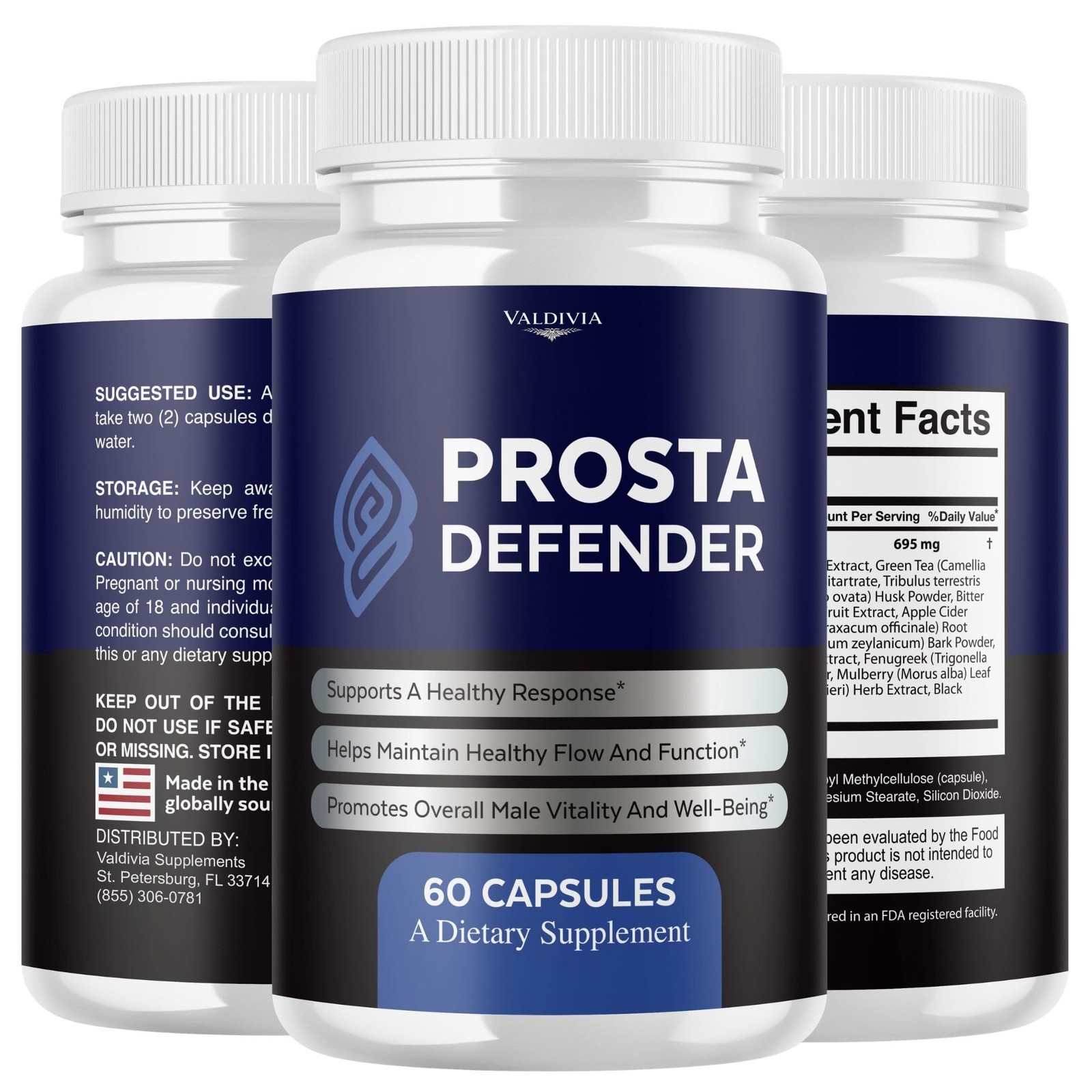ProstaDefender Prostate Support Men Supplement Capsules Urinary 1 Pack 60Ct