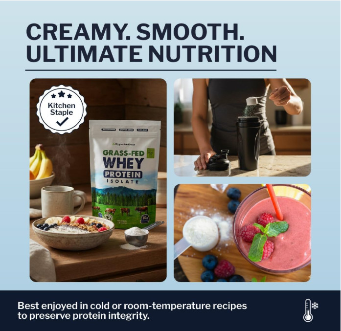 Grass-Fed Whey Protein Isolate, Unflavored, 1 lb, 28g Protein
