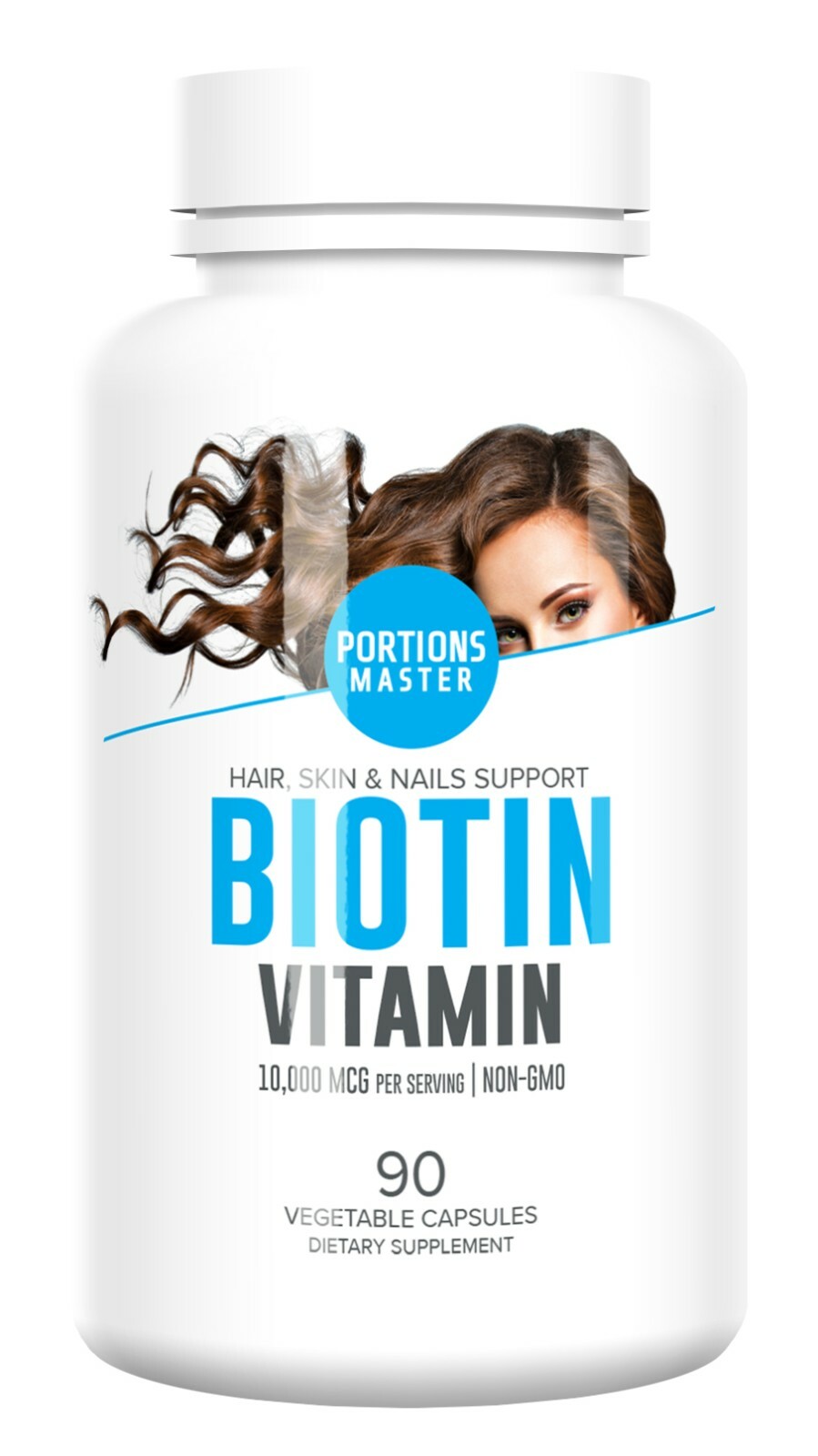Portions Master Biotin | 10,000 mcg Per Serving | 90 Vegetable Capsules