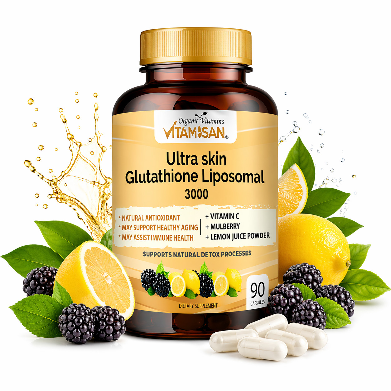 Liposomal Glutathione organic Vitamins 3000mg – 90 Capsules Ultra Master Liver D