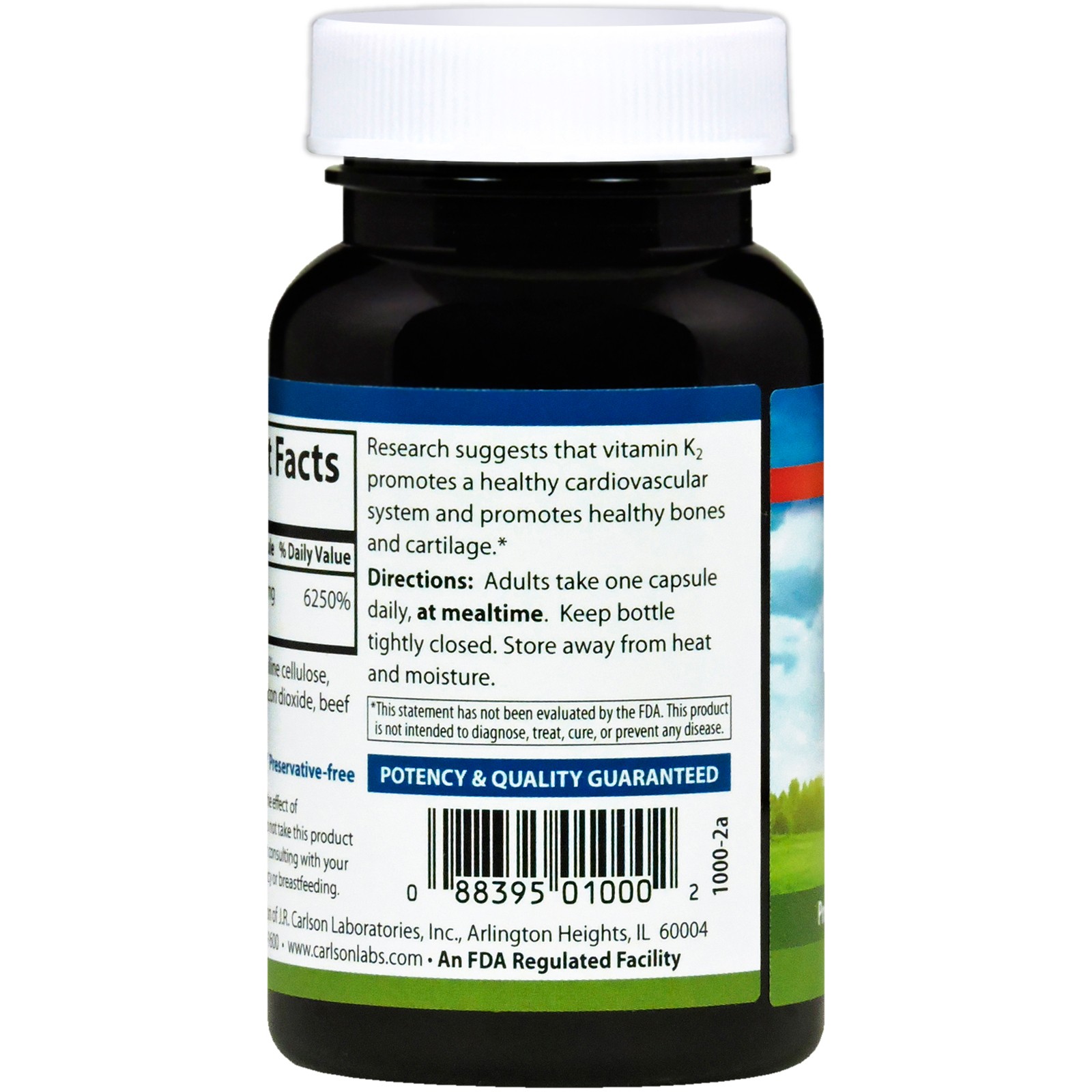 Carlson Labs Vitamin K2 5 mg 60 Capsules Gluten-Free, Preservative-Free ,