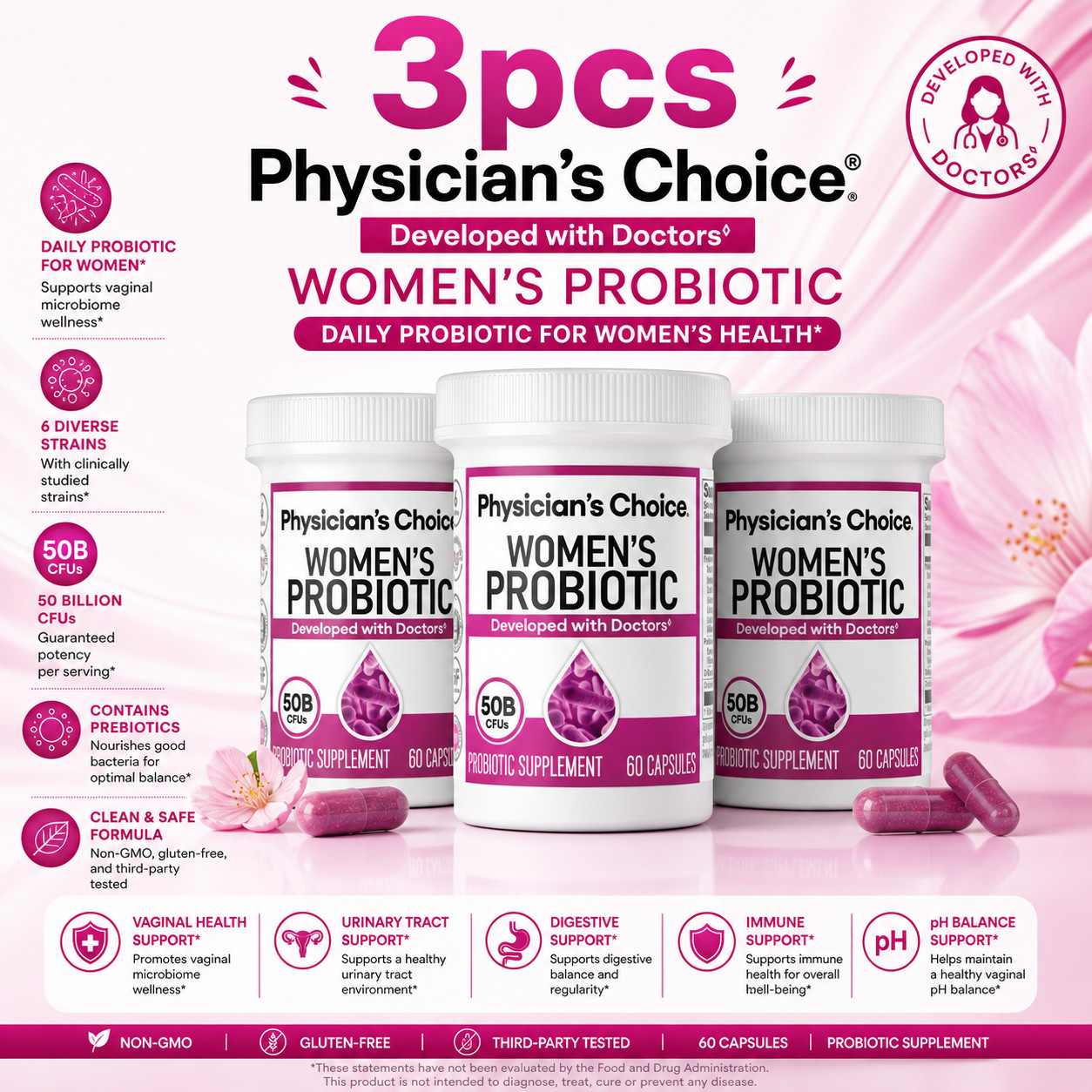 Physician’s Choice Women’s Probiotic | Organic Prebiotic 50 Billion CFU