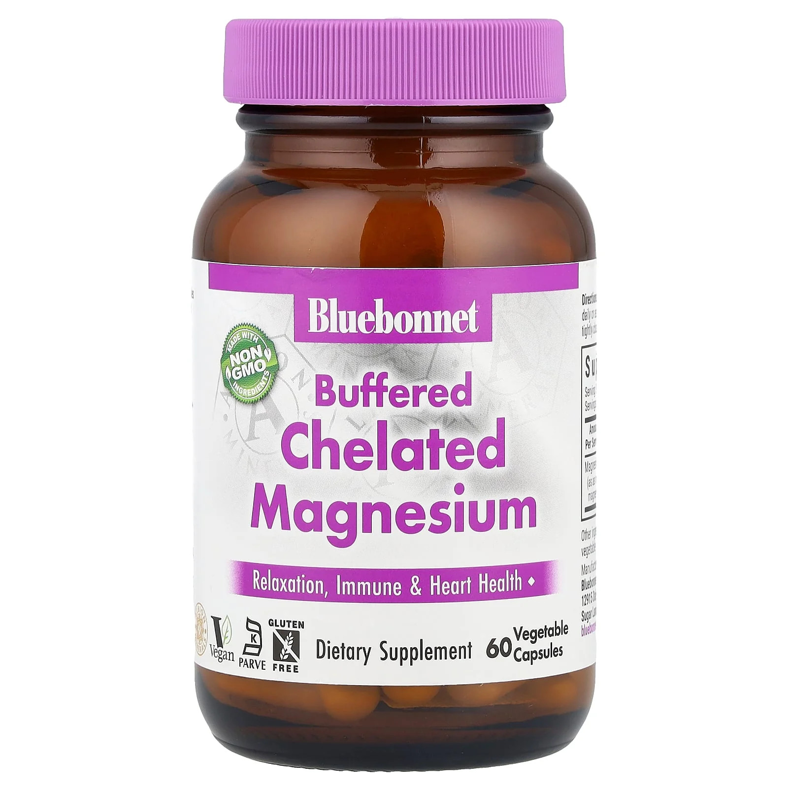 2 X Bluebonnet Nutrition, Buffered Chelated Magnesium, 60 Vegetable Capsules (2