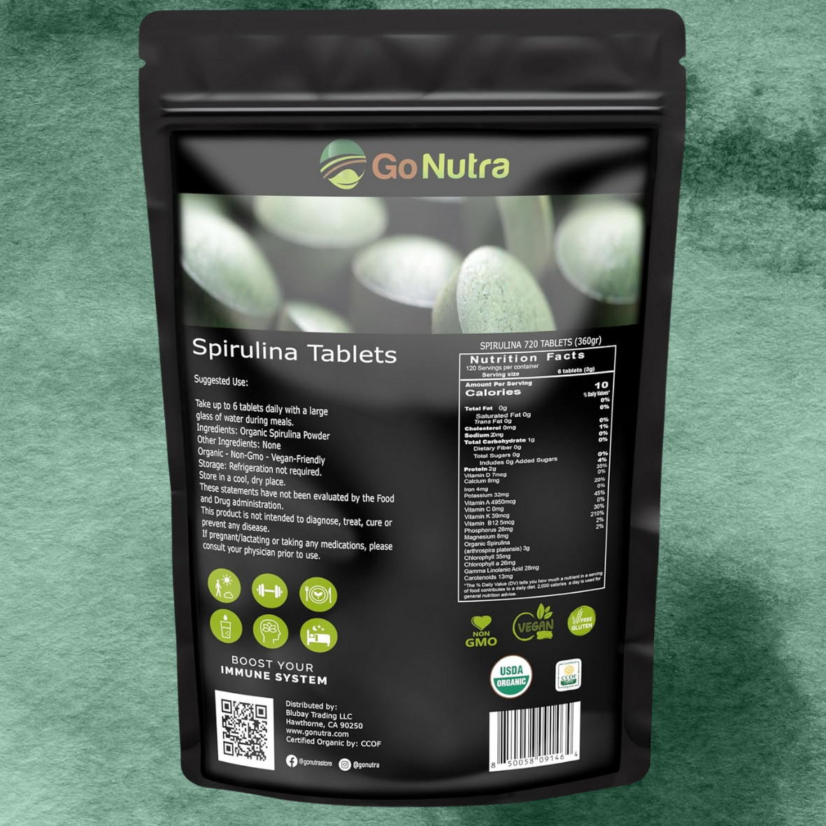 Organic Spirulina Tablets, 3000mg Per Serving, 720 Tablets – Superfoods