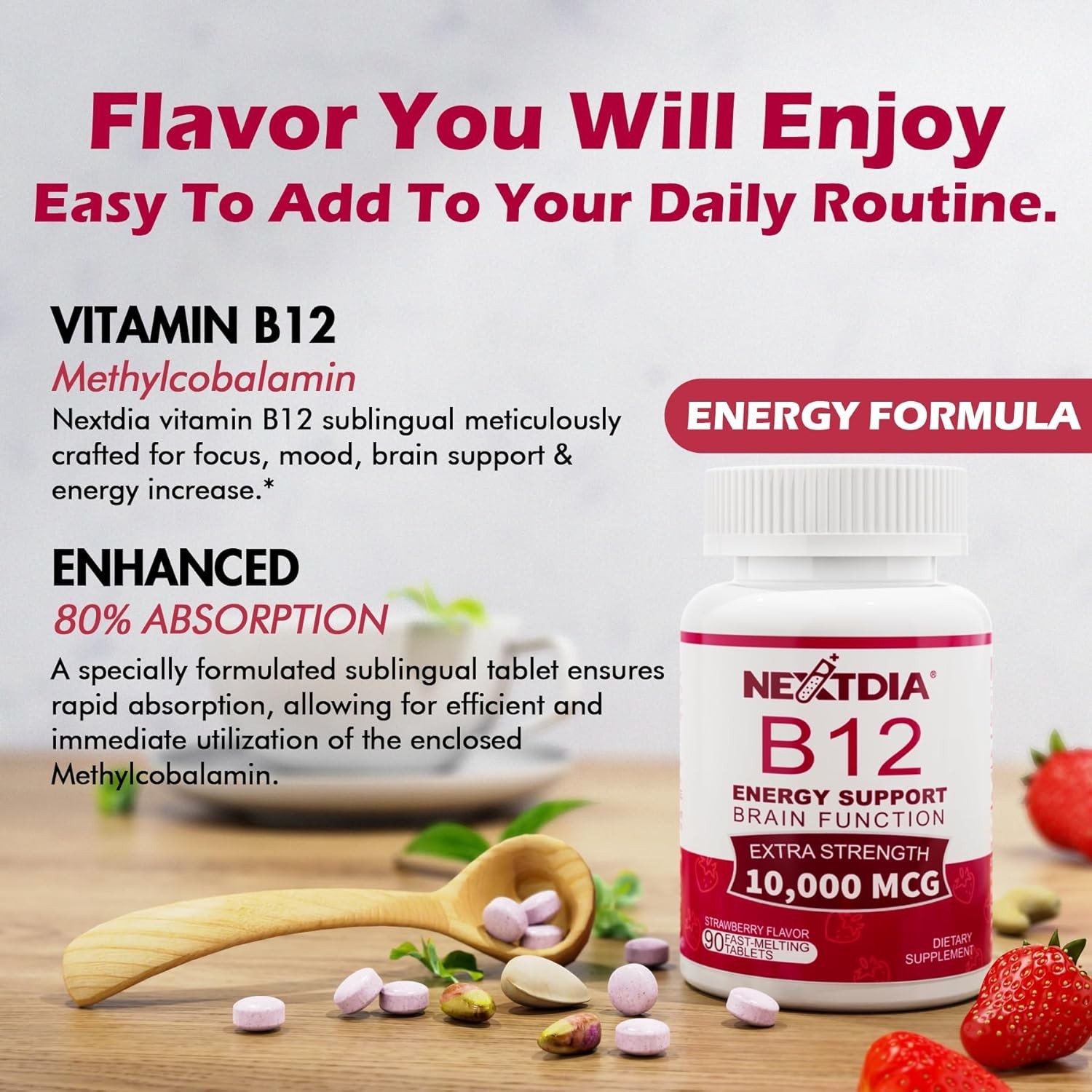 B12 Vitamins 10,000 mcg, Methylated Vitamin 90 Count (Pack of 2)